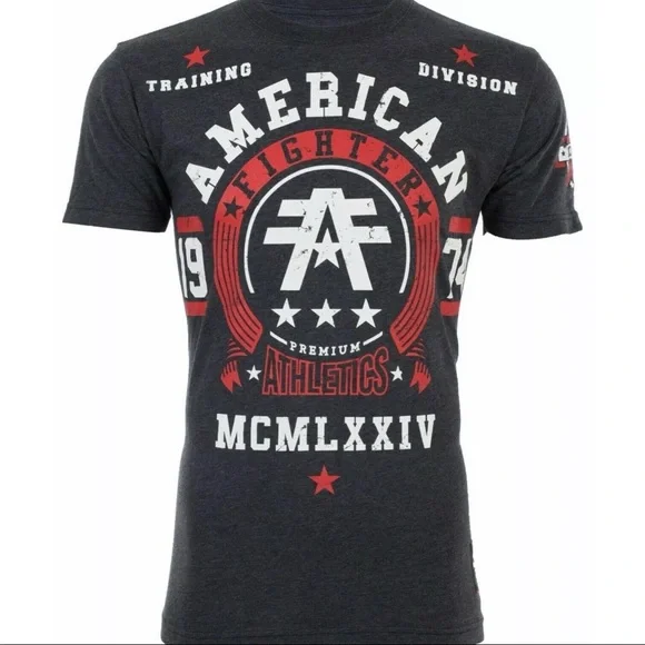 AMERICAN FIGHTER Dalton Black Red Athletic Fit Mens Crewneck T-shirt S-3XL NWT - Picture 9 of 9